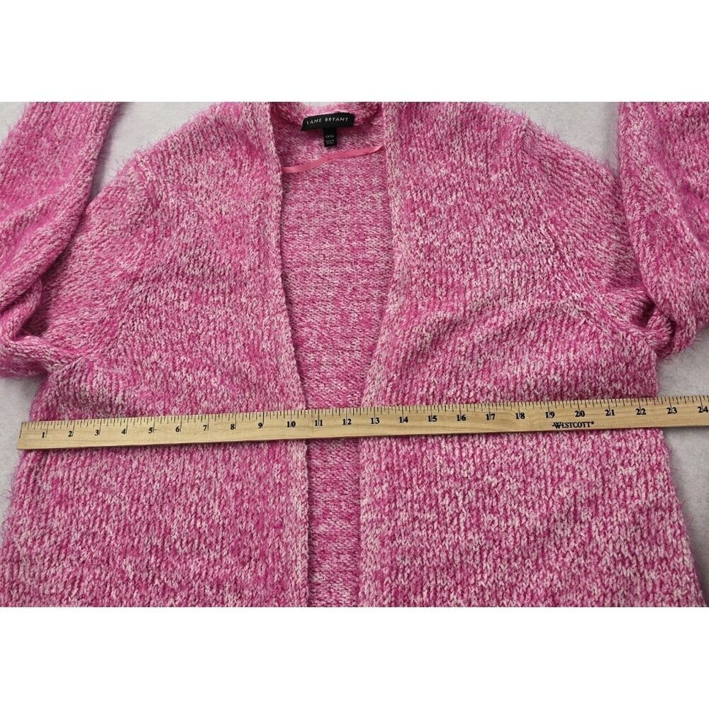 Lane Bryant Longline Eyelash Knit Open Front Cardigan 14/16 Hot Pink Fuzzy Cozy - Picture 6 of 7